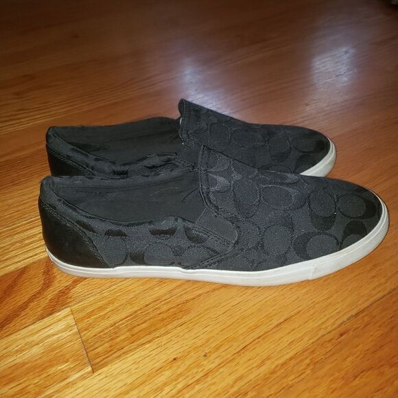 Coach Jaquard Alegra Black Slip-On Flats - Picture 1 of 7